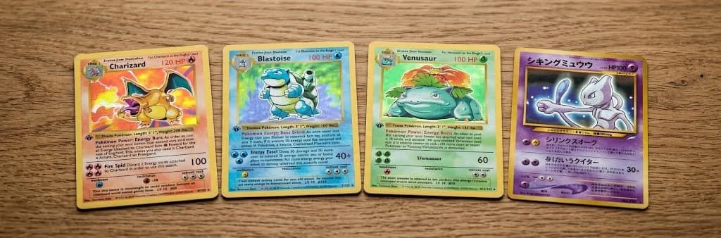Pokémon Trading Card Game cards spread out for cataloguing